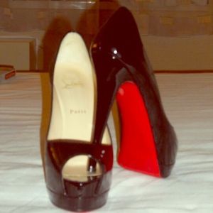 Christian Louboutin size 38.5 peep toe paten